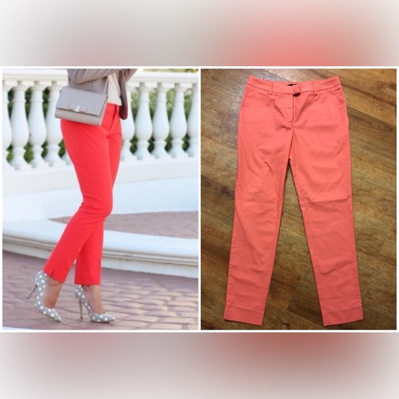 H&M preppy side slit coral trousers. Size 2 - Picture 1 of 7